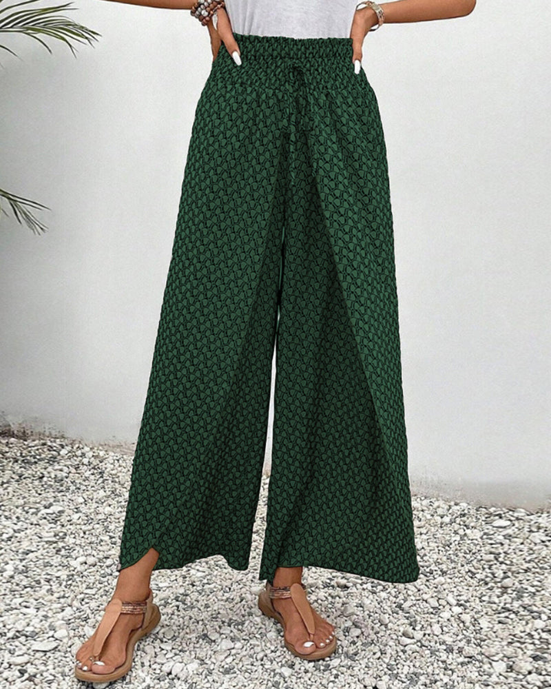 Women's Summer Pants | High Waist | Geometric Print | Airy Look