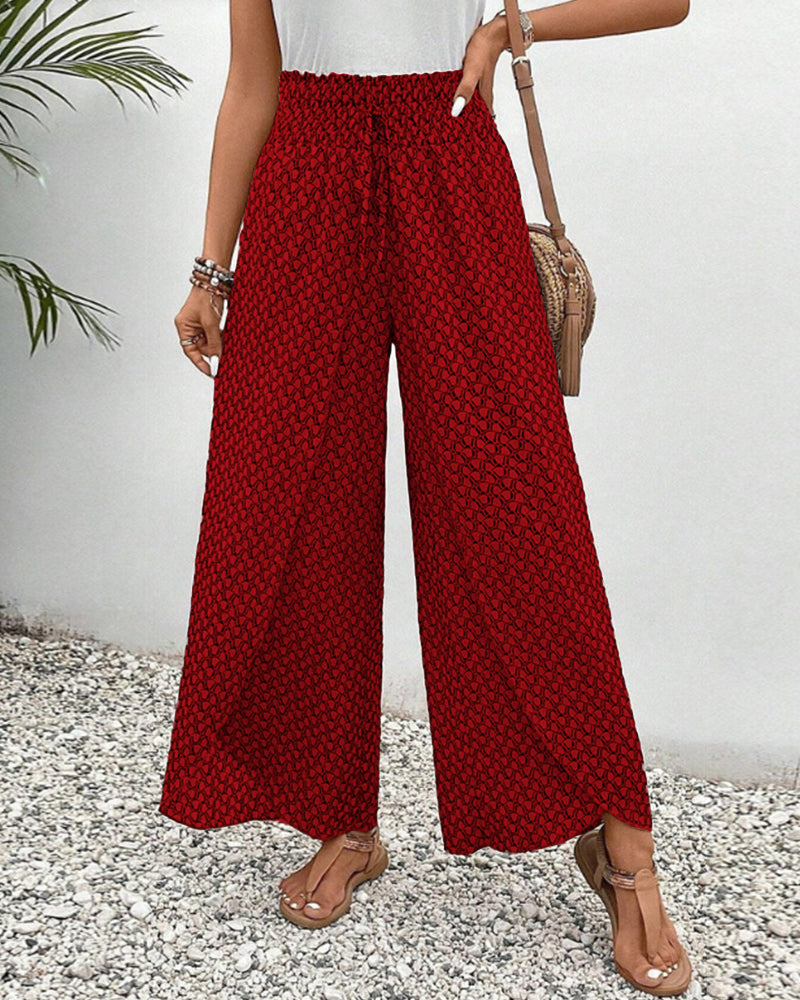 Women's Summer Pants | High Waist Design | Lightweight and Breezy | Geometric Print