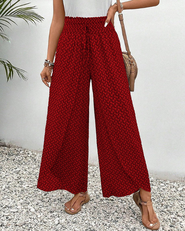 Women's Summer Pants | High Waist | Geometric Print | Airy Look