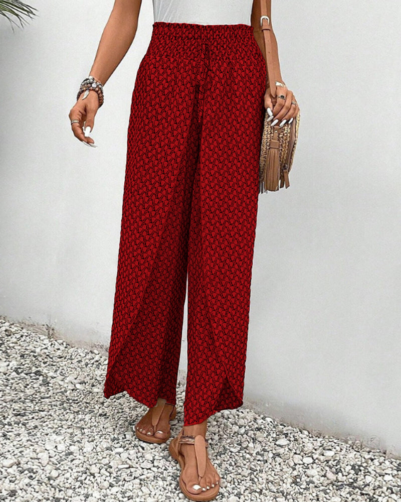 Women's Summer Pants | High Waist Design | Lightweight and Breezy | Geometric Print