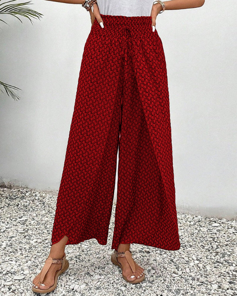 Women's Summer Pants | High Waist | Geometric Print | Airy Look