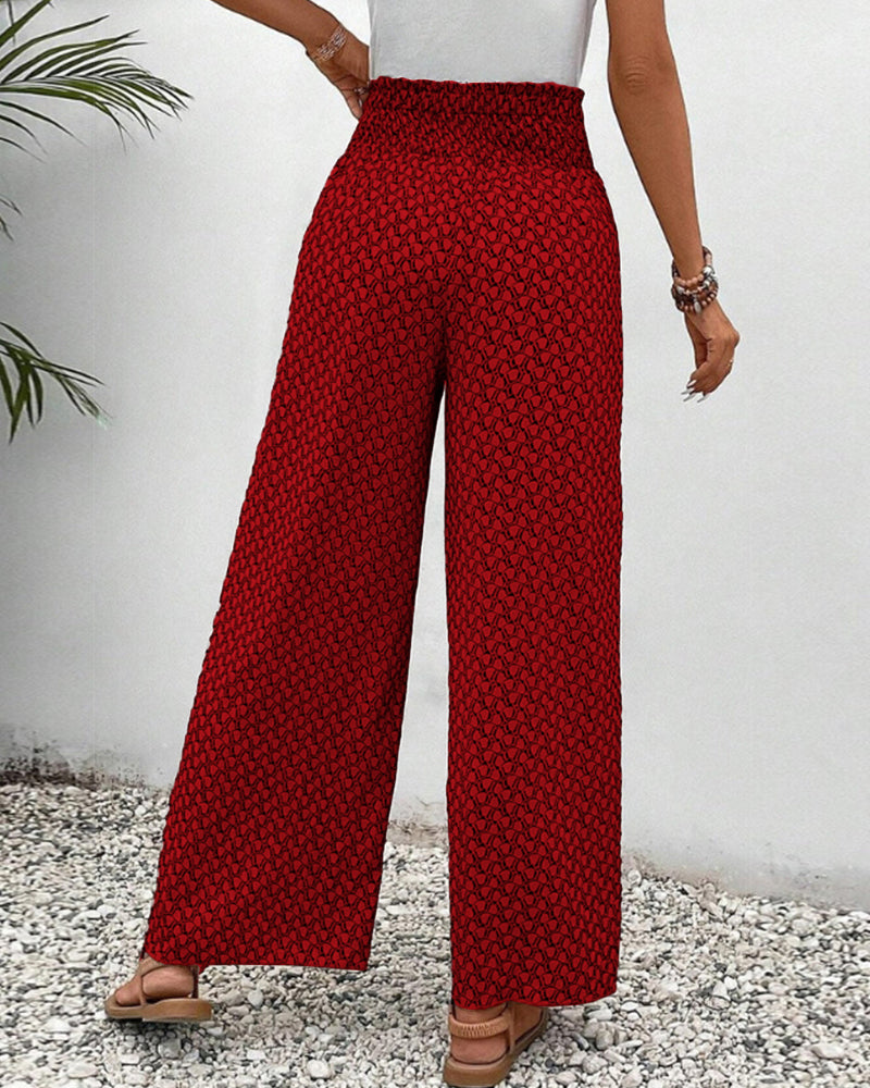Women's Summer Pants | High Waist | Geometric Print | Airy Look