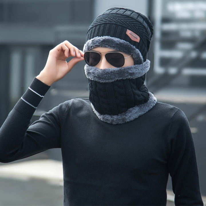 Knit winter beanie and scarf set in cozy styling