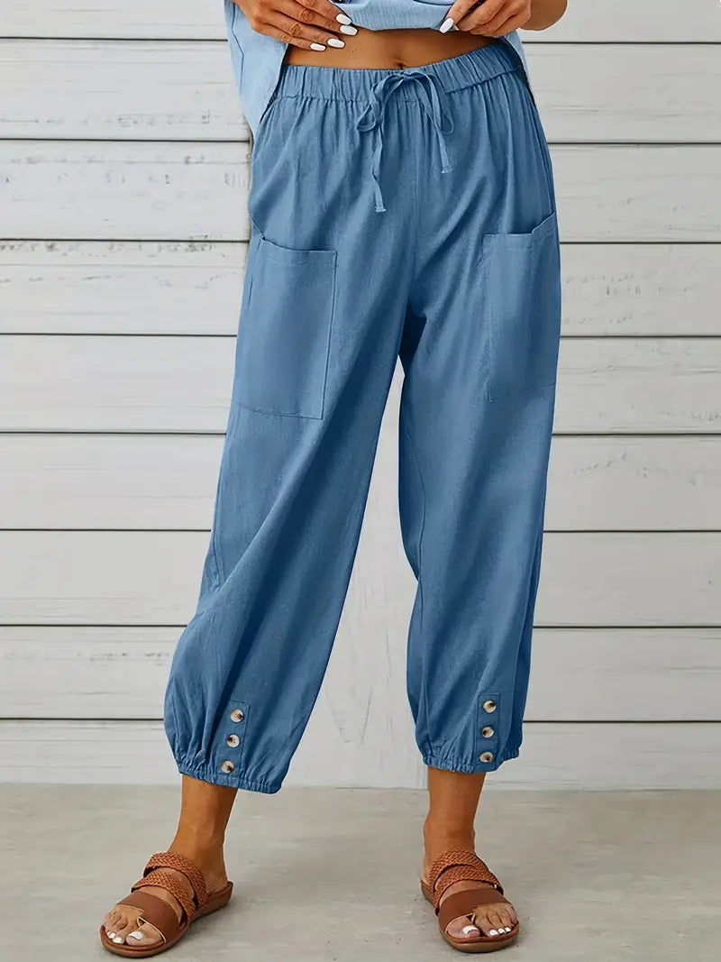 Women's Summer Pants | Drawstring Closure | Loose Fit for Comfort | Lightweight and Airy Design