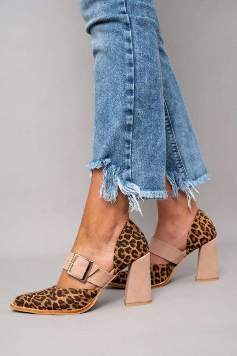 Leopard Suede Sandals | Stable Heel Design | Comfortable Fit for All-Day Wear | Perfect for Summer Outings