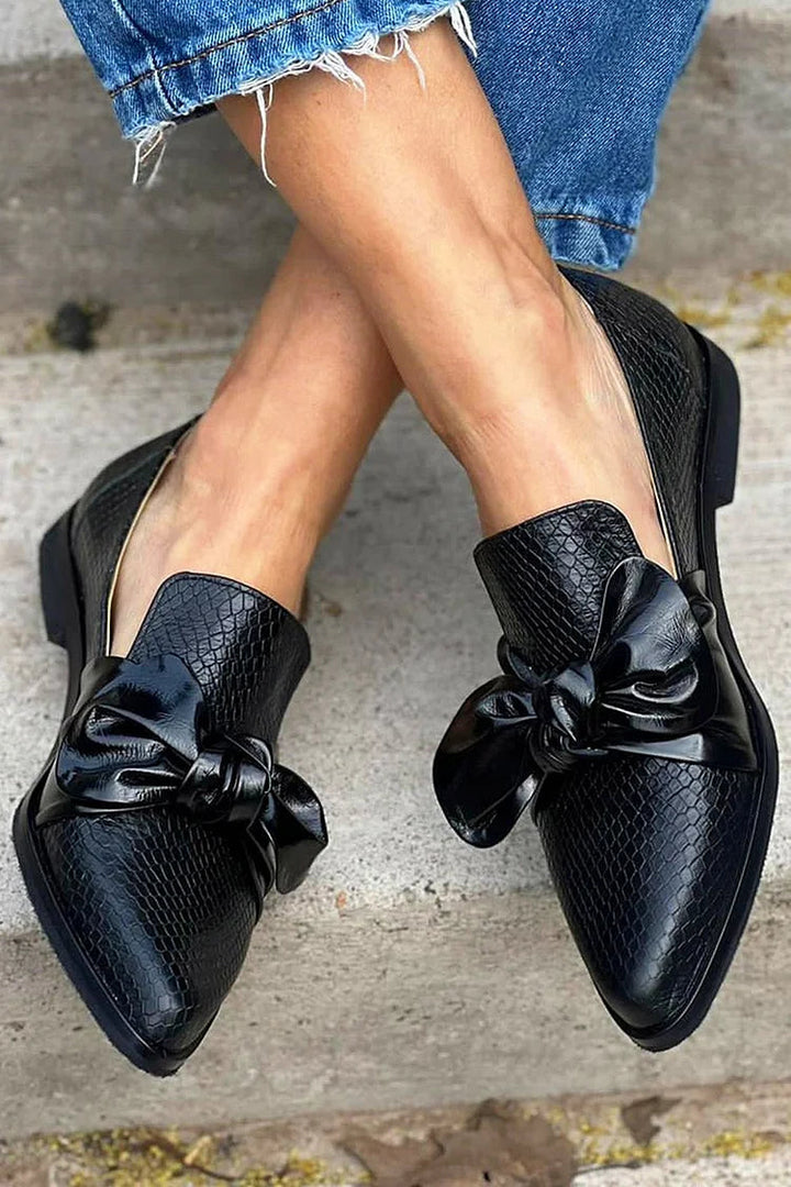 Loafers | Shiny Bow Detail | Elegant Design for Any Occasion | Classic Black Color