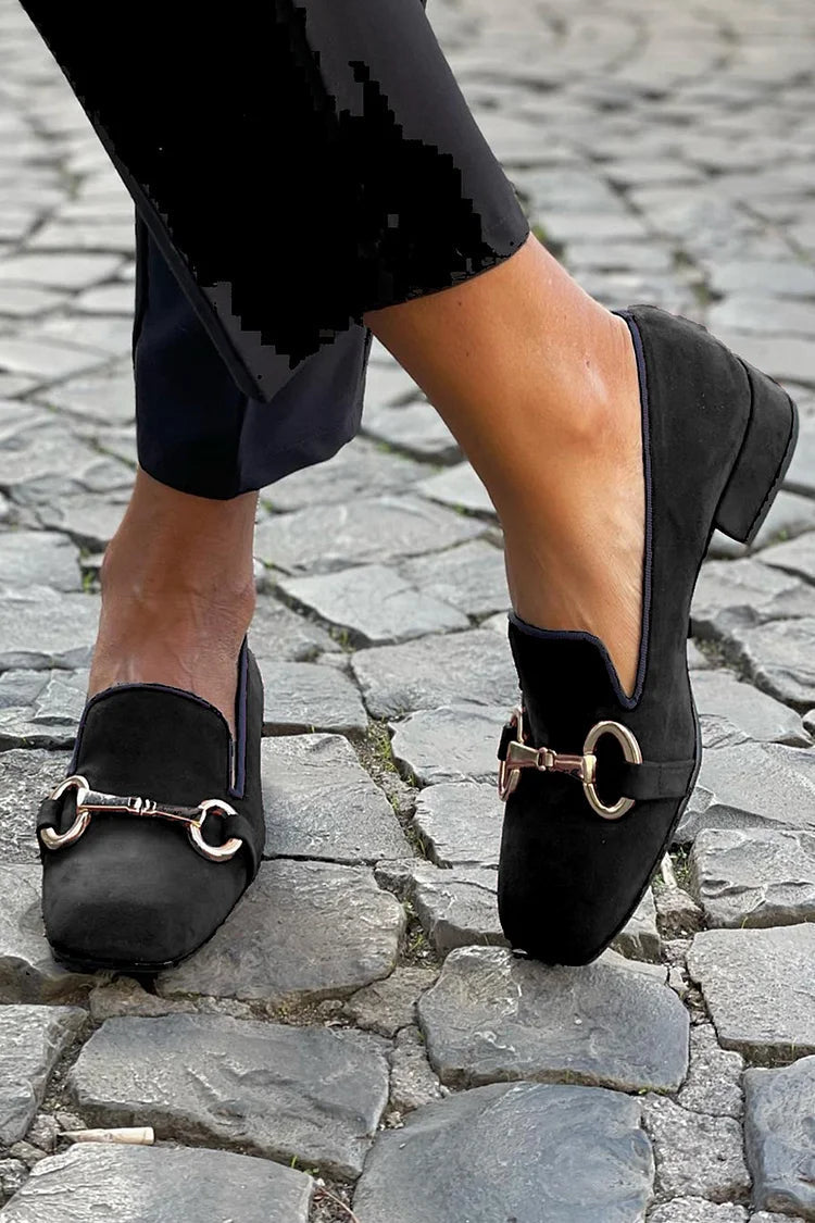 Black Loafers | Elegant Golden Bit Detail | Comfortable Everyday Style | Classic Design