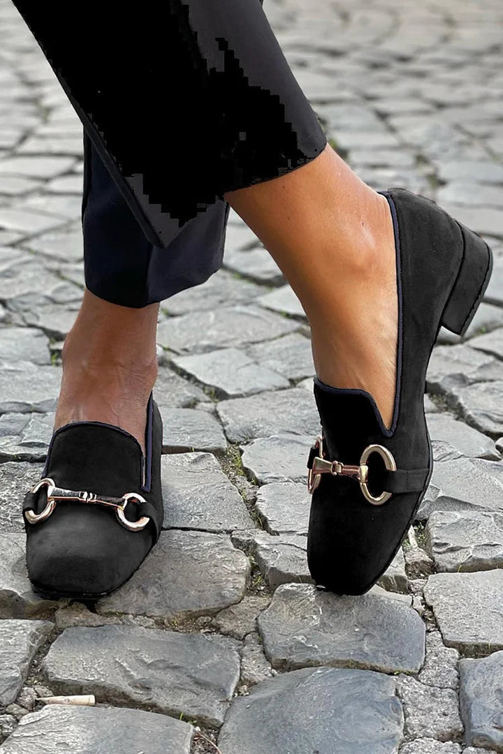 Black Loafers | Elegant Golden Bit Accent | Versatile Footwear for Any Occasion | Classic Design