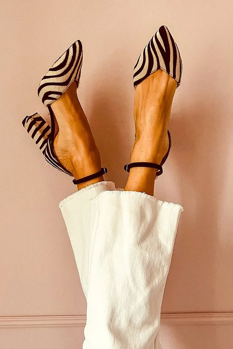 Pointed Toe Pumps | Zebra Print Design | Elegant Ankle Strap | Perfect for Any Occasion