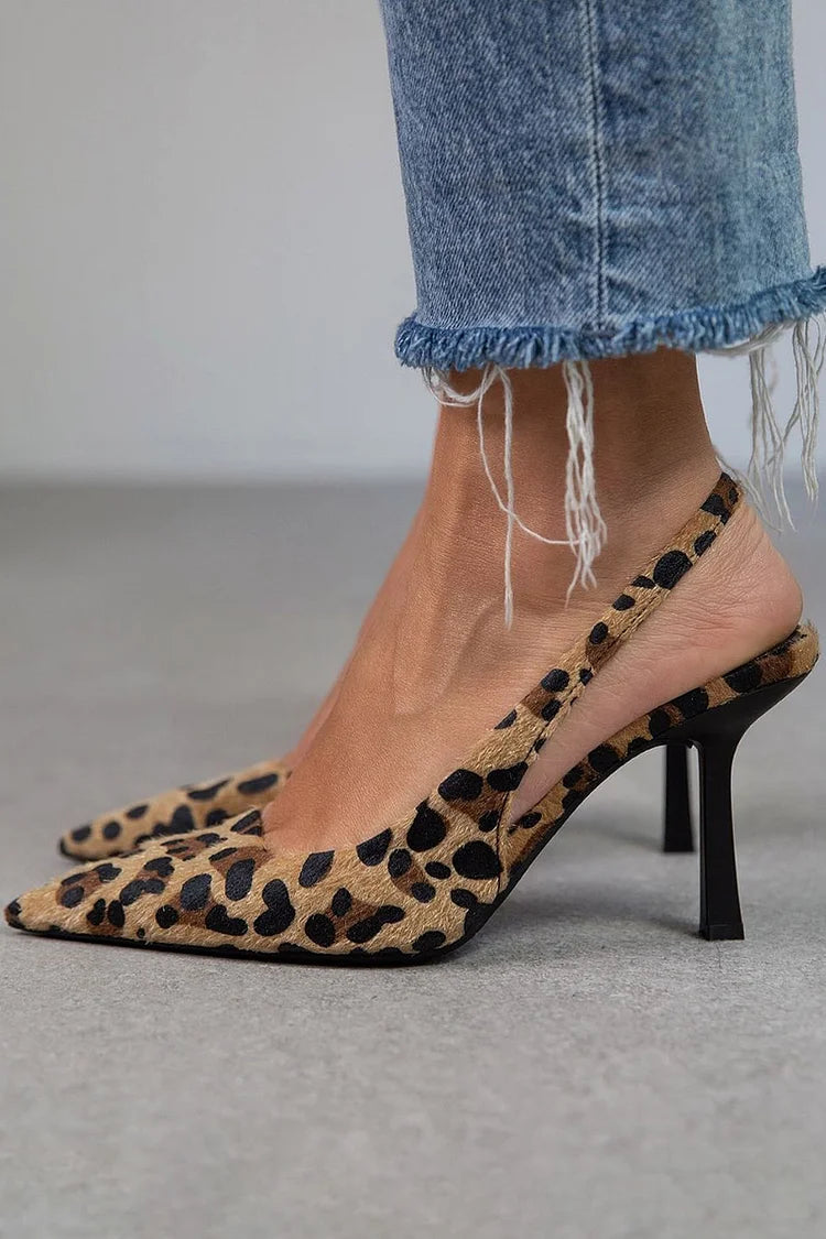 Leopard Slingback Heels | Comfortable Fit | Perfect for Day or Night | Elegant Design