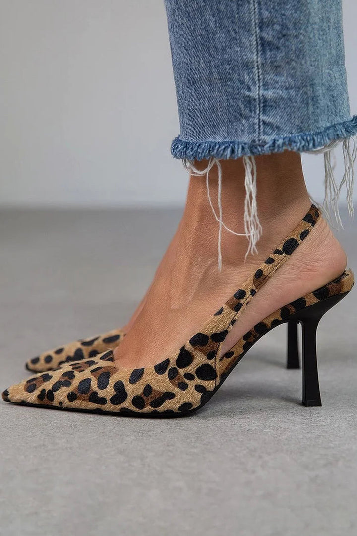Leopard Slingback Heels | Comfortable Fit | Perfect for Day or Night | Elegant Design