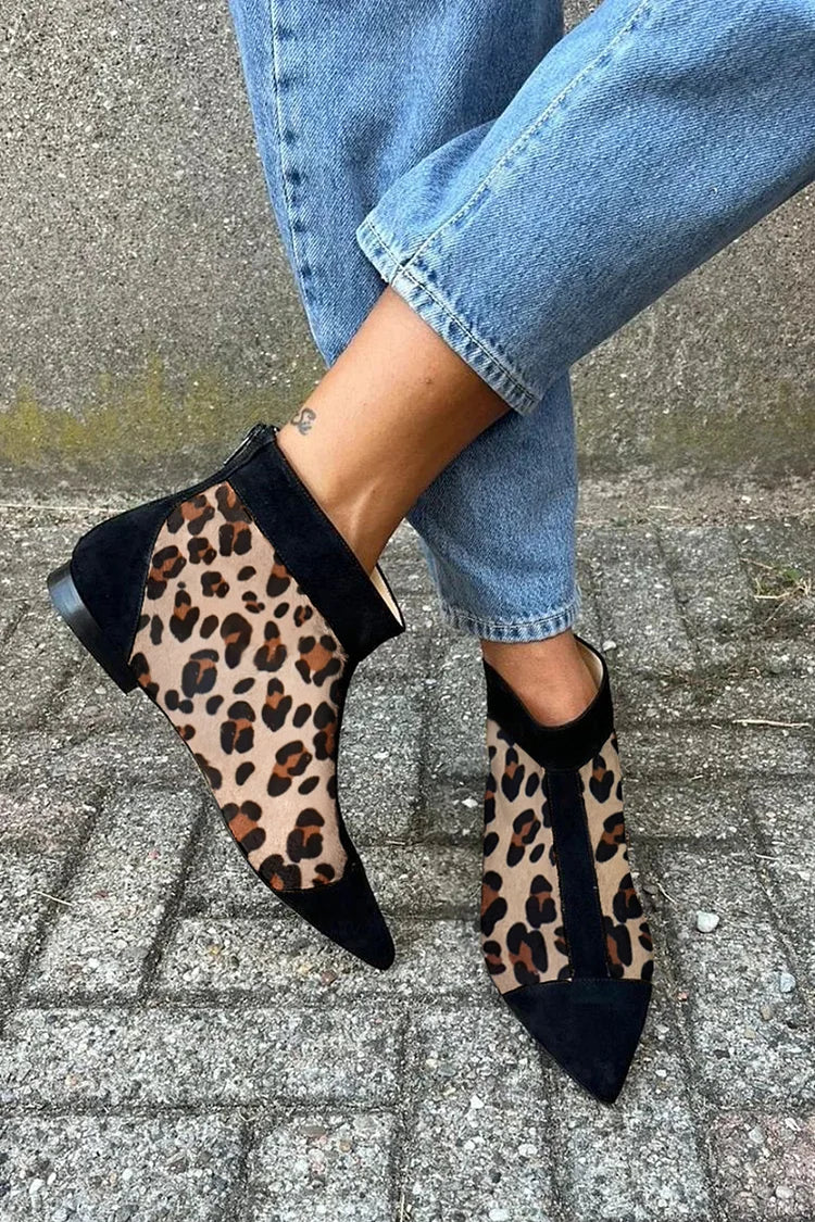 Leopard Print Ankle Boots | Pointed Toe Design | Chic and Versatile Style | Perfect for Any Occasion