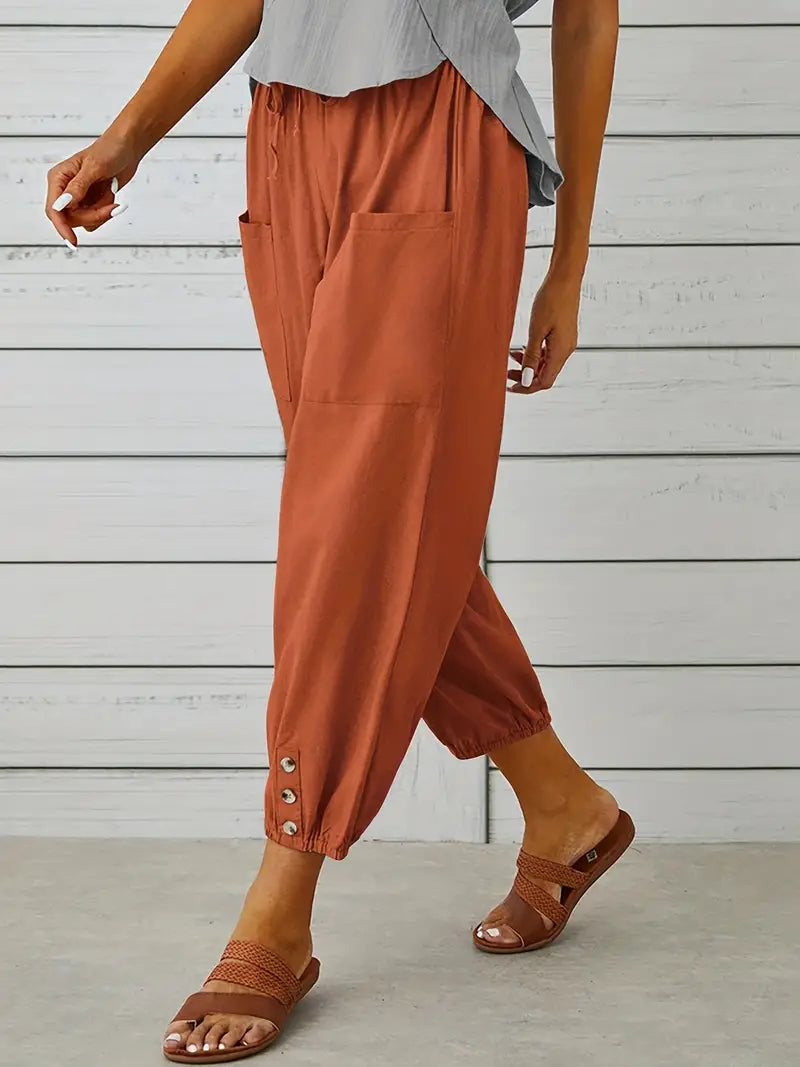 Women's Summer Pants | Drawstring Closure | Loose Fit for Comfort | Lightweight and Airy Design