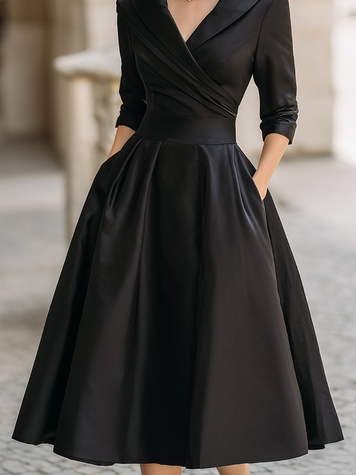 Vintage Swing Dress | Elegant Black Design | Flattering Fit for All Occasions | Classic Retro Style
