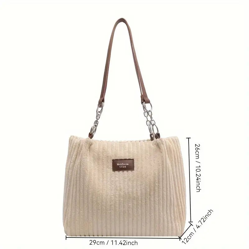 Ribbed Bag | Soft Texture | Chic Metal Chain Accent | Versatile Everyday Style