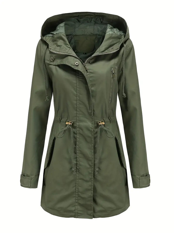 Women's Long-Sleeved Waterproof Trench Coat | With Hood