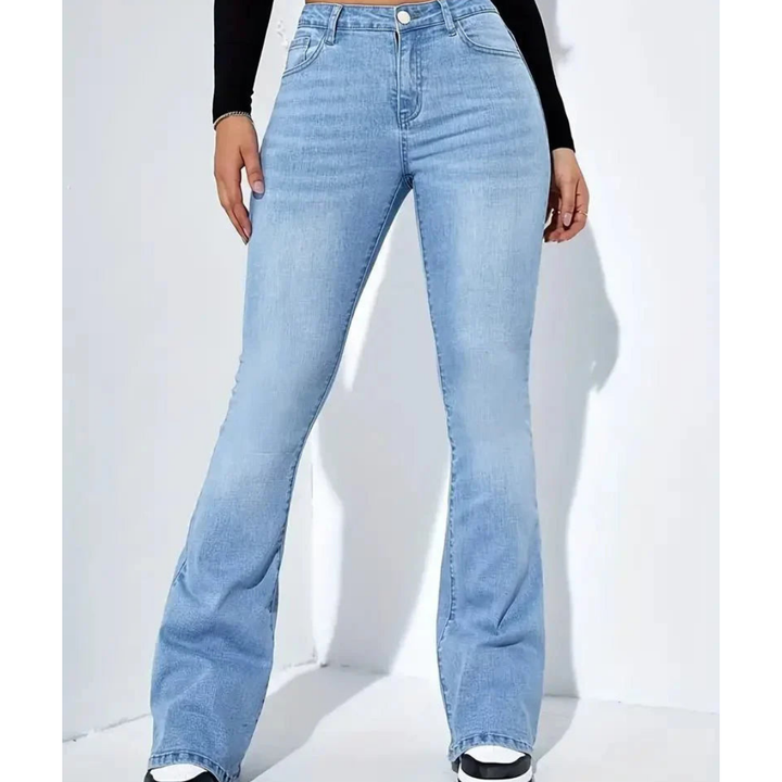 High-Waisted Flared Jeans | Flattering Fit | Versatile for Any Occasion | Classic Denim Style