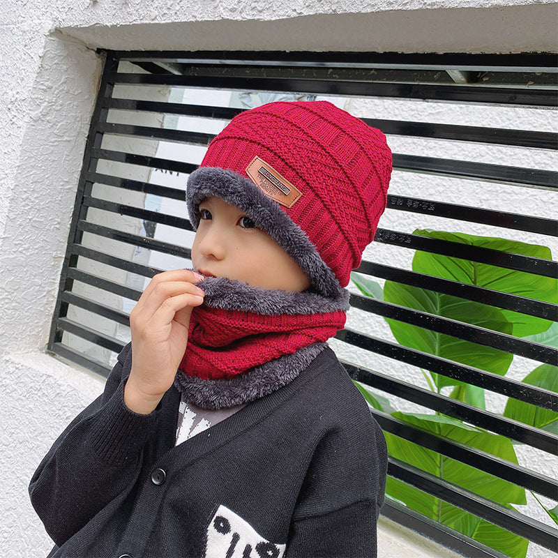 Knit winter beanie and scarf set in cozy styling