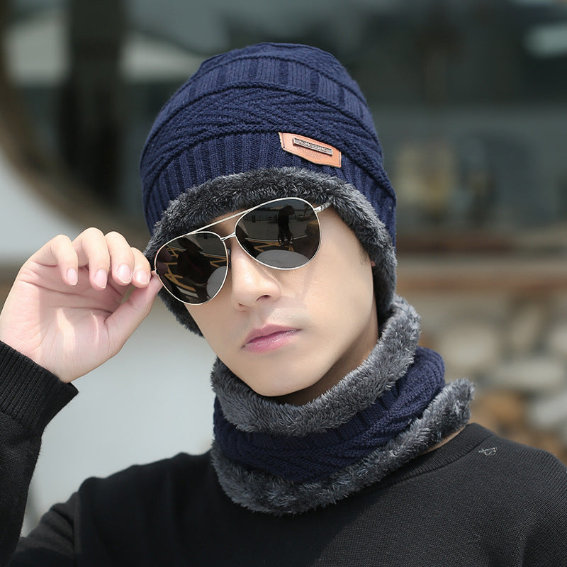 Knit winter beanie and scarf set in cozy styling