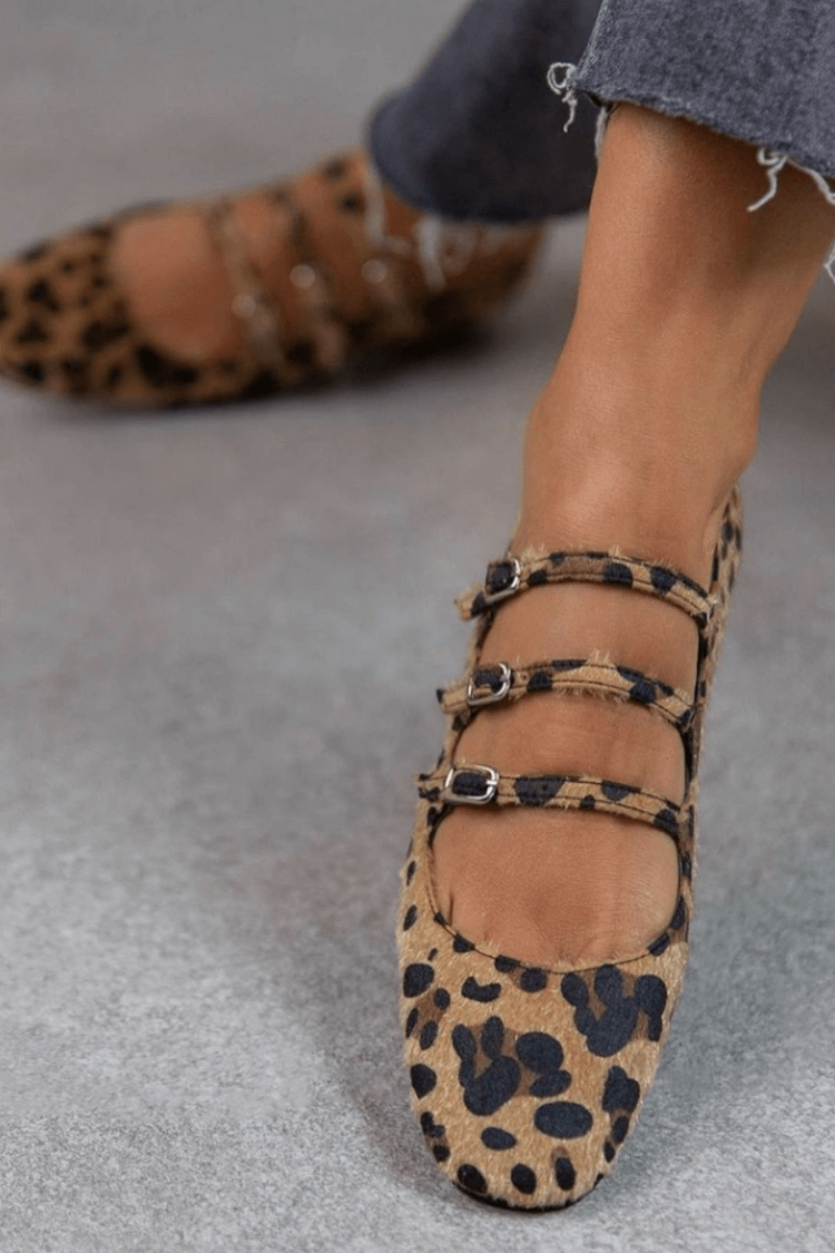 Leopard Flats | Chic Buckle Design | Comfortable Everyday Wear | Fashionable Footwear