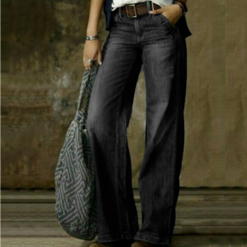 Vintage Women's Pants | High Waist Design | Comfortable Wide Leg Fit | Casual Denim Style
