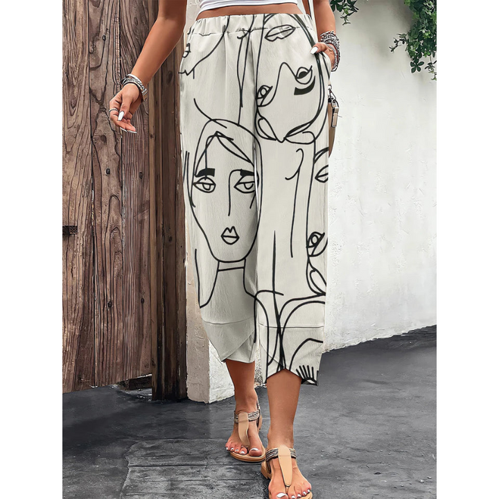 Women's Summer Pants | Cropped Leg Design | Lightweight and Airy | Fun Graphic Print