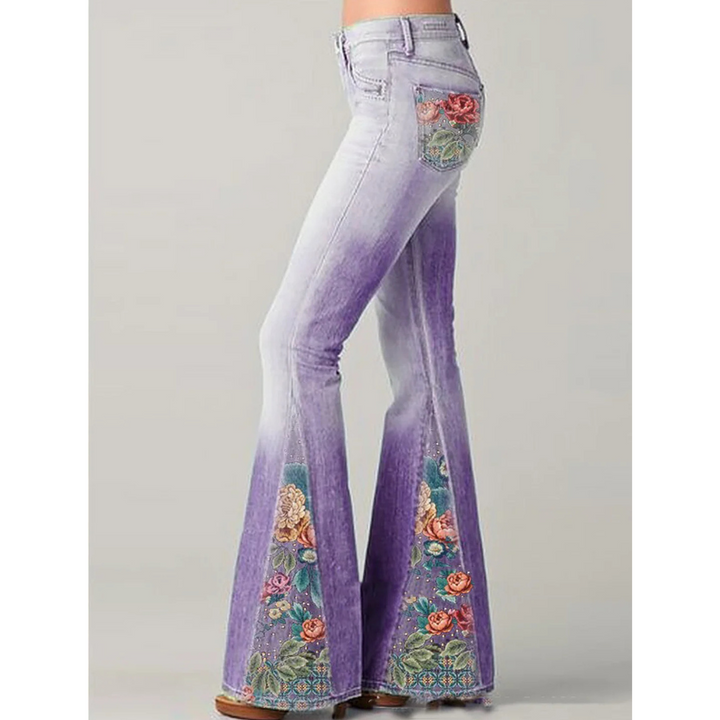 Vintage Jeans for Women | Floral Embroidery | Flared Leg Design | Retro Style Denim