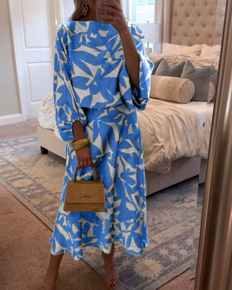 Two-Piece Printed Set | Lantern Sleeves | Comfortable and Chic | Perfect for Any Occasion
