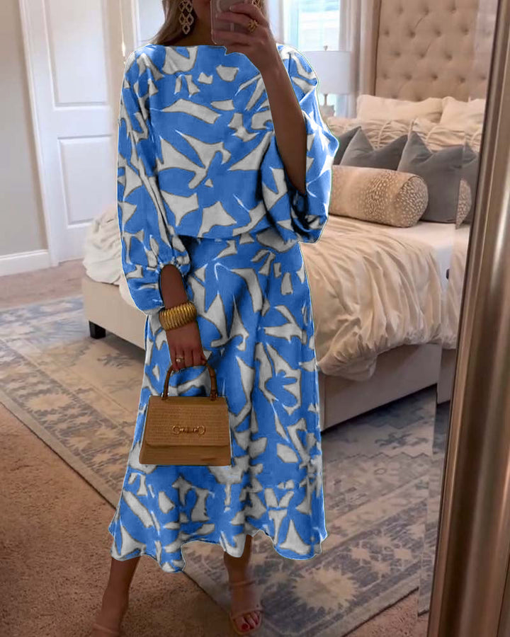 Two-Piece Printed Set | Lantern Sleeves | Comfortable and Chic | Perfect for Any Occasion