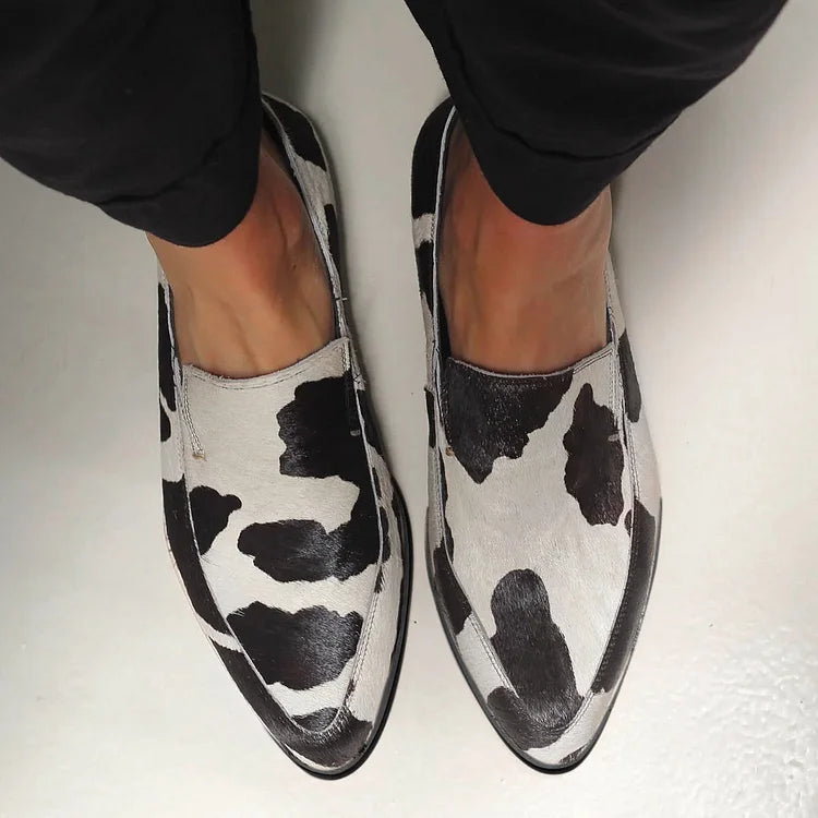 Cow Print Slip-Ons | Comfortable Casual Footwear | Perfect for Everyday Wear | Soft Fabric Design