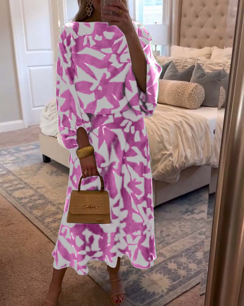 Two-Piece Printed Set | Lantern Sleeves | Comfortable and Chic | Perfect for Any Occasion