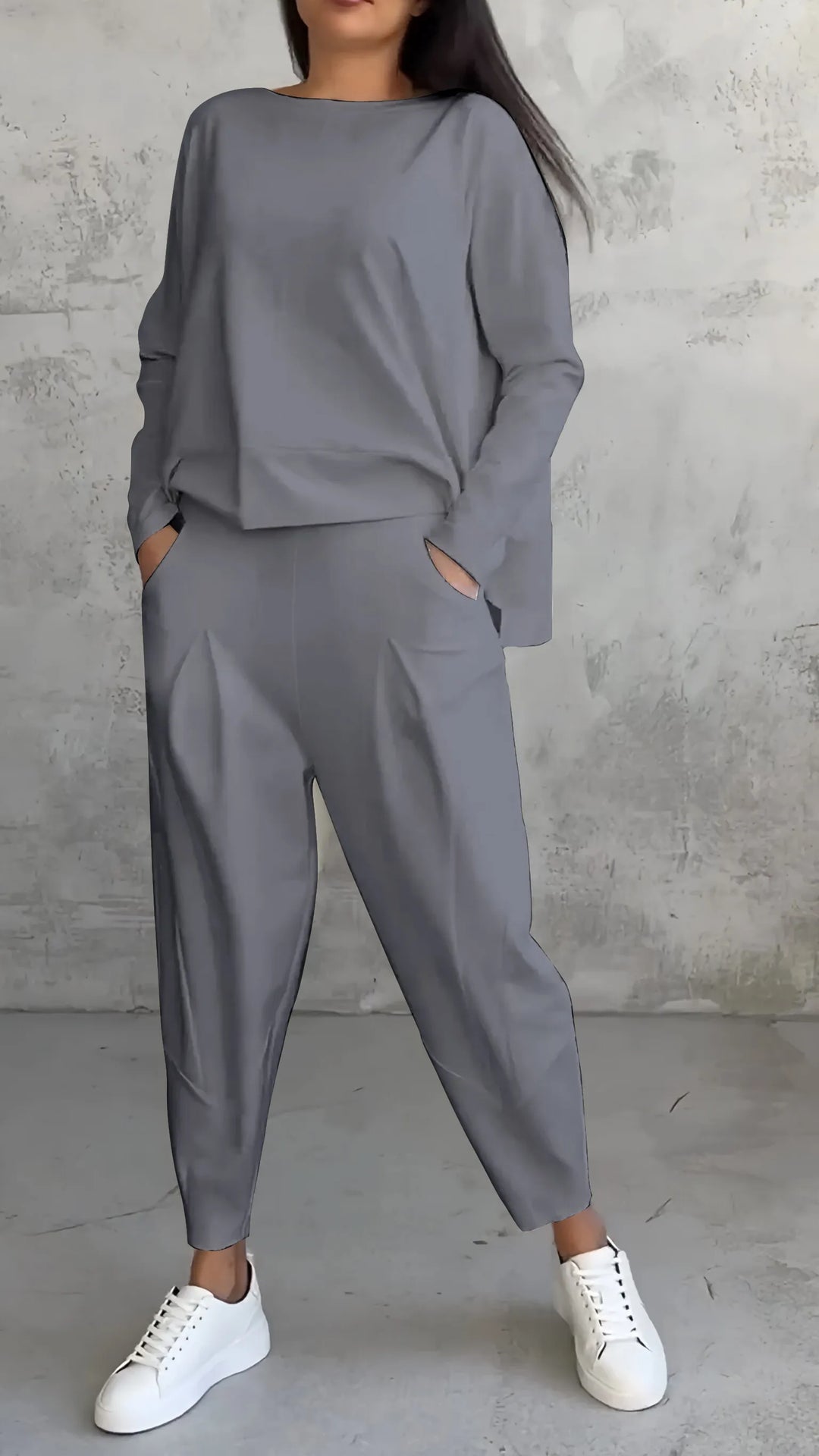 Alessandra | Women's Casual Long Sleeve Top and Harem Pants Set | Two-Piece