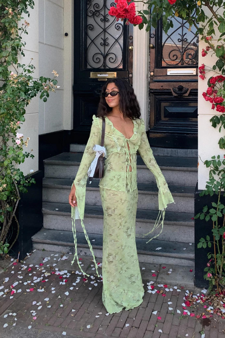 Lime Sharlene Set | Vibrant Color | Perfect for Summer Outings | Comfortable and Versatile Outfit