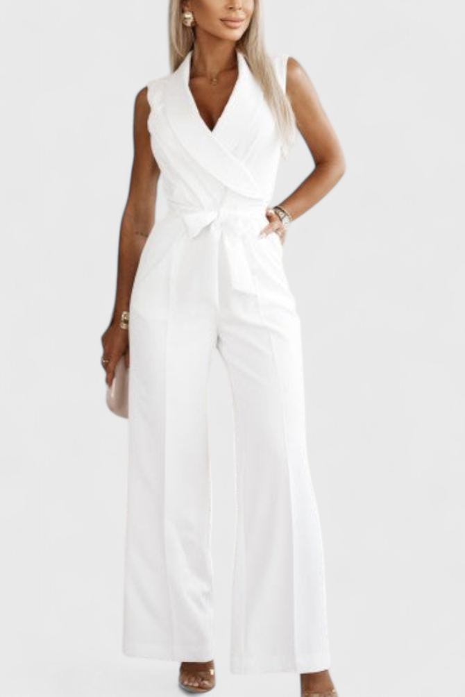 V-Neck Jumpsuit | Knot Detail & Crossed Design | Effortless Style for Any Occasion | Soft, Comfortable Fabric