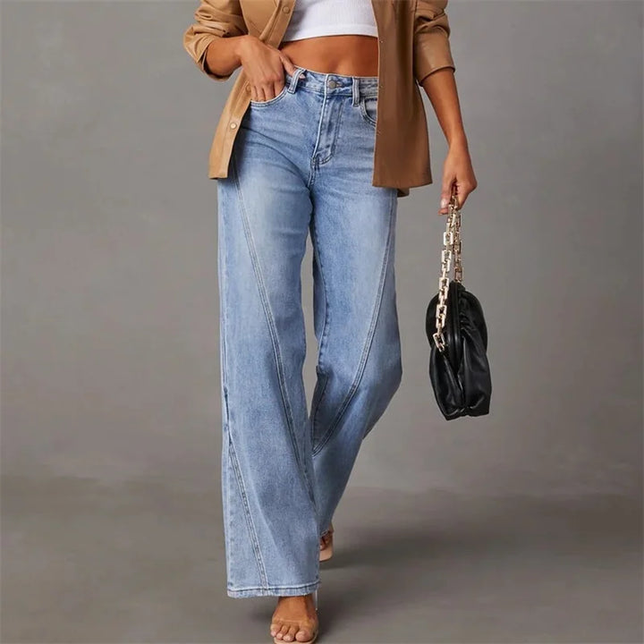 Women's Casual Pants | Straight Leg Design | High Waist for Comfort | Classic Denim Style