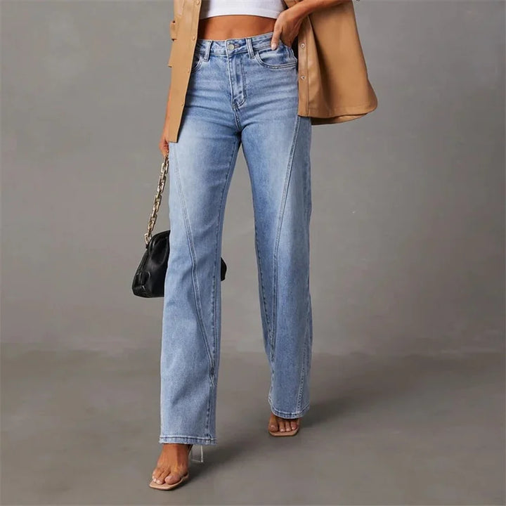 Women's Casual Pants | Straight Leg Design | High Waist for Comfort | Classic Denim Style