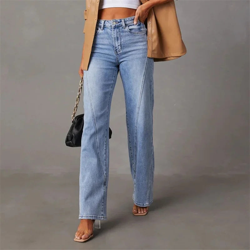 Women's casual pants | Straight leg | High waistband | Classic denim look