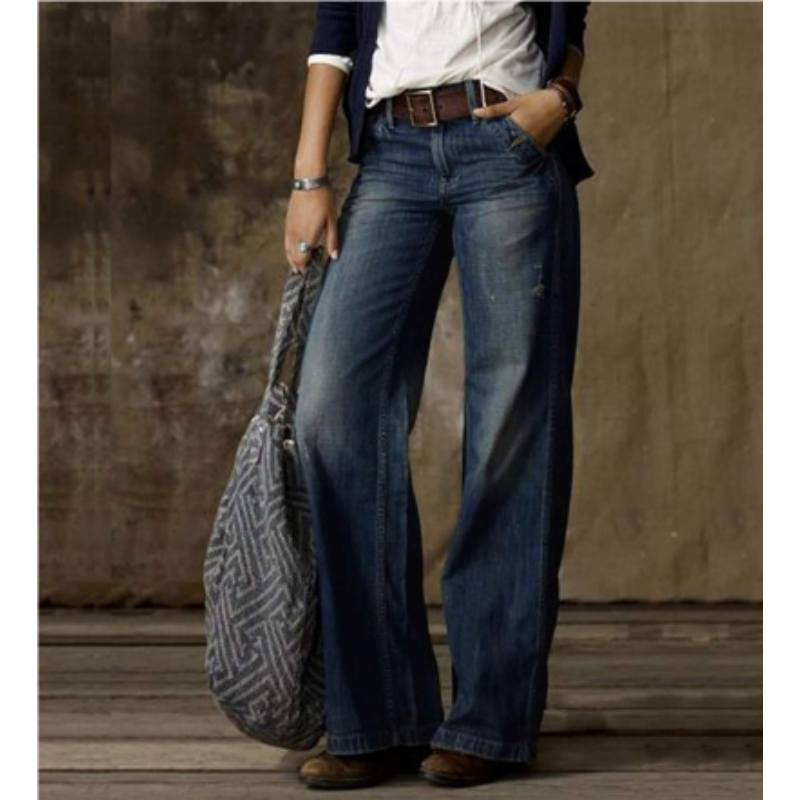 Women's Vintage Pants | High Waist | Wide Leg | Casual Denim Look