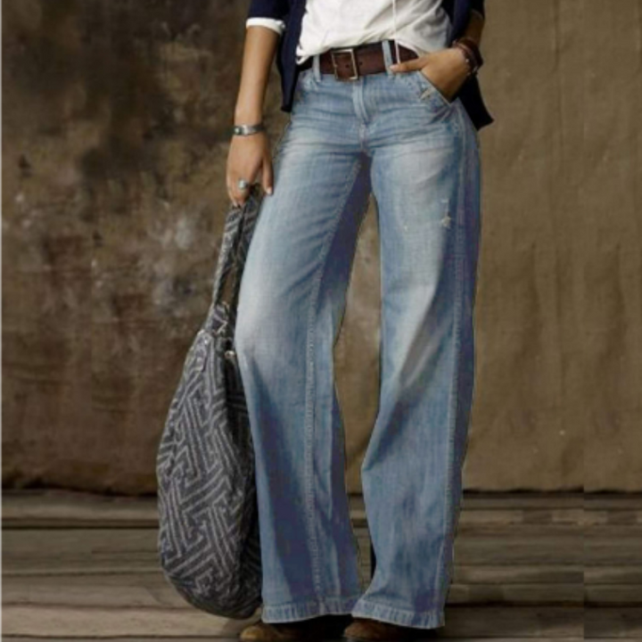 Women's Vintage Pants | High Waist | Wide Leg | Casual Denim Look