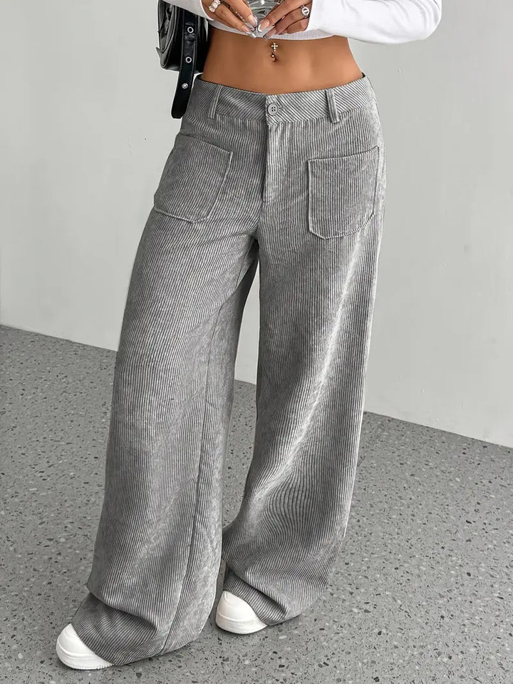 High-Waisted Corduroy Pants | Wide Leg Design | Comfortable Fit for Everyday Wear | Soft Cotton Blend