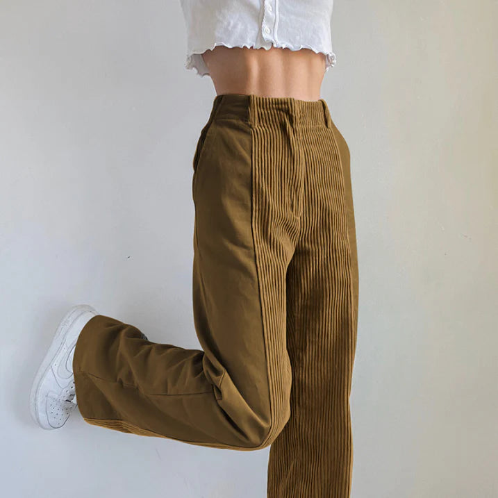 Women's Trendy High-Waisted Corduroy Pants | Wide Leg
