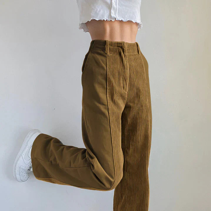 High-Waisted Corduroy Pants | Wide Leg Design | Comfortable Fit | Perfect for Casual Outfits