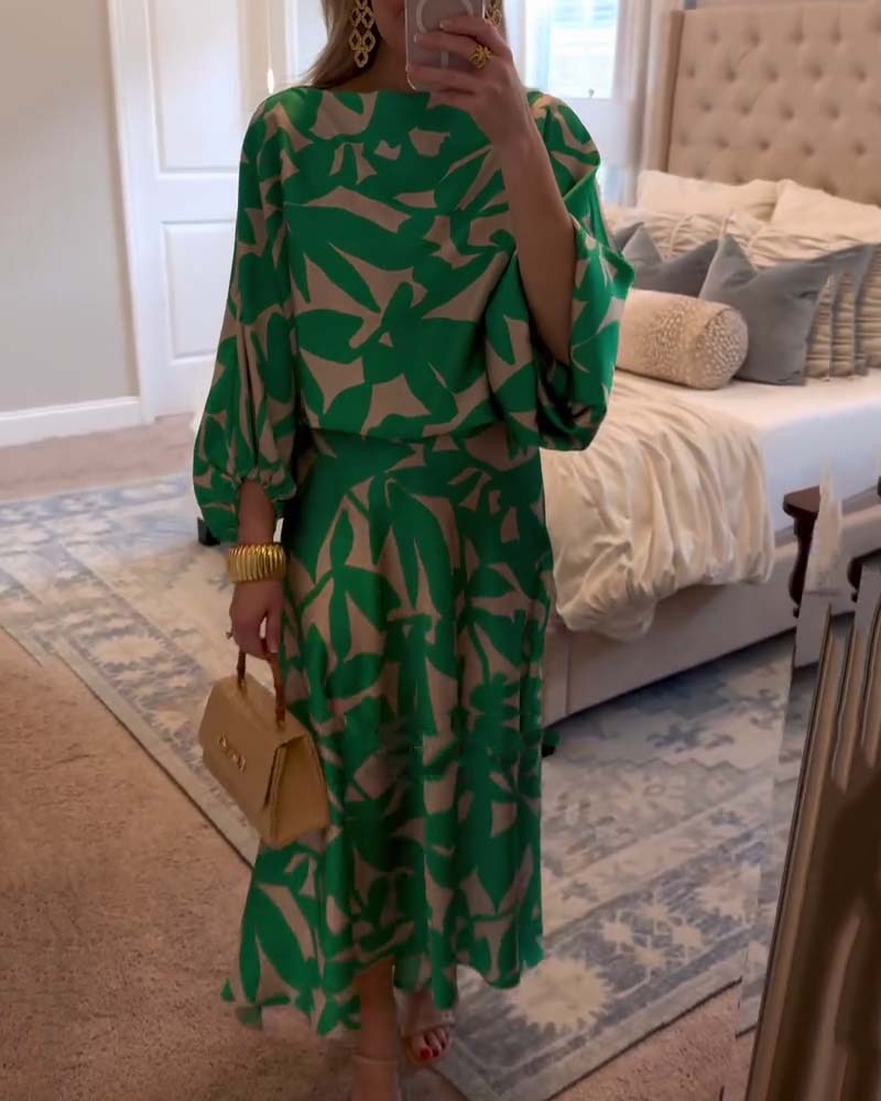 Two-Piece Printed Set | Lantern Sleeves | Comfortable and Chic | Perfect for Any Occasion
