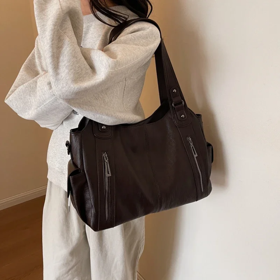 Large Capacity Shoulder Bag | Dual Zipper Design | Versatile Everyday Use | Durable Fabric
