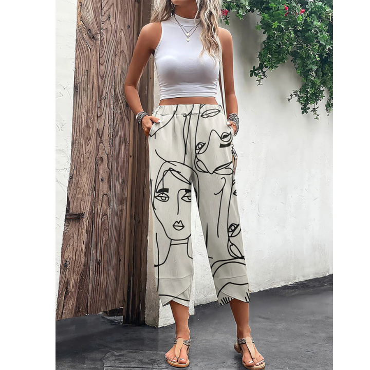 Women's Summer Pants | Cropped Leg Design | Lightweight and Airy | Fun Graphic Print