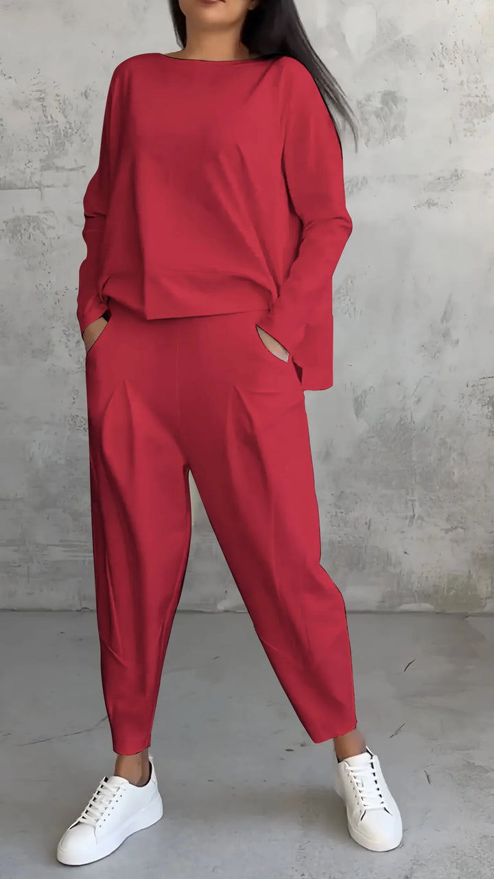Alessandra | Women's Casual Long Sleeve Top and Harem Pants Set | Two-Piece