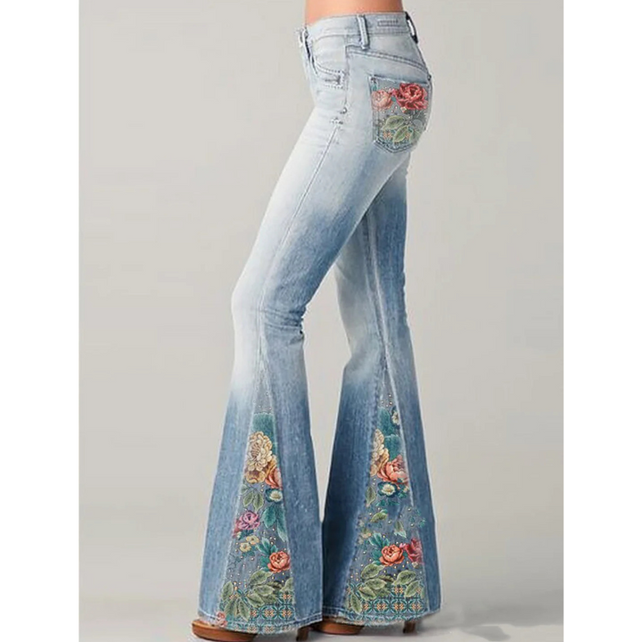 Vintage Jeans for Women | Floral Embroidery | Flared Leg Design | Retro Style Denim