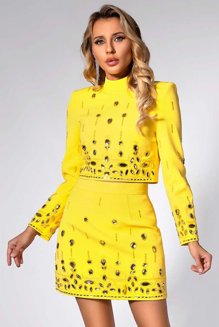 Mini Dress Set | Bright Yellow Color | Perfect for Summer Outings | Lightweight and Comfortable