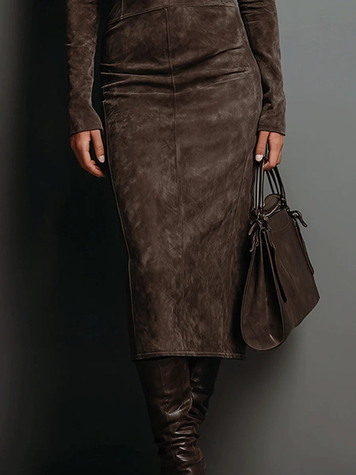 Midi Dress | Soft Suede Fabric | Flattering Fit for Any Occasion | Elegant and Versatile Style