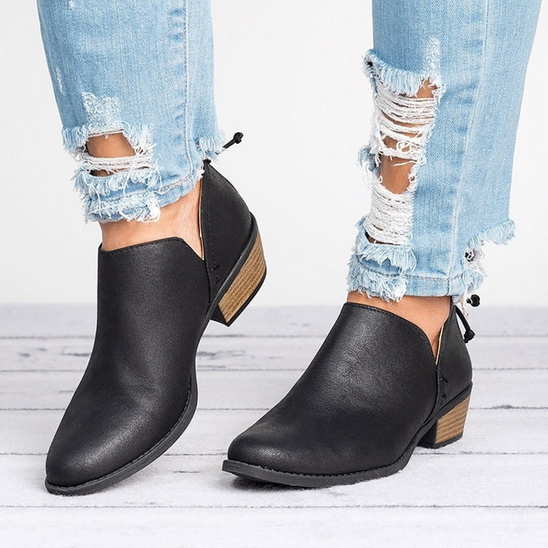 Women's retro high heel ankle boots